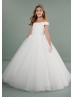 Off Shoulder Ivory 3D Lace Tulle Amazing Flower Girl Dress